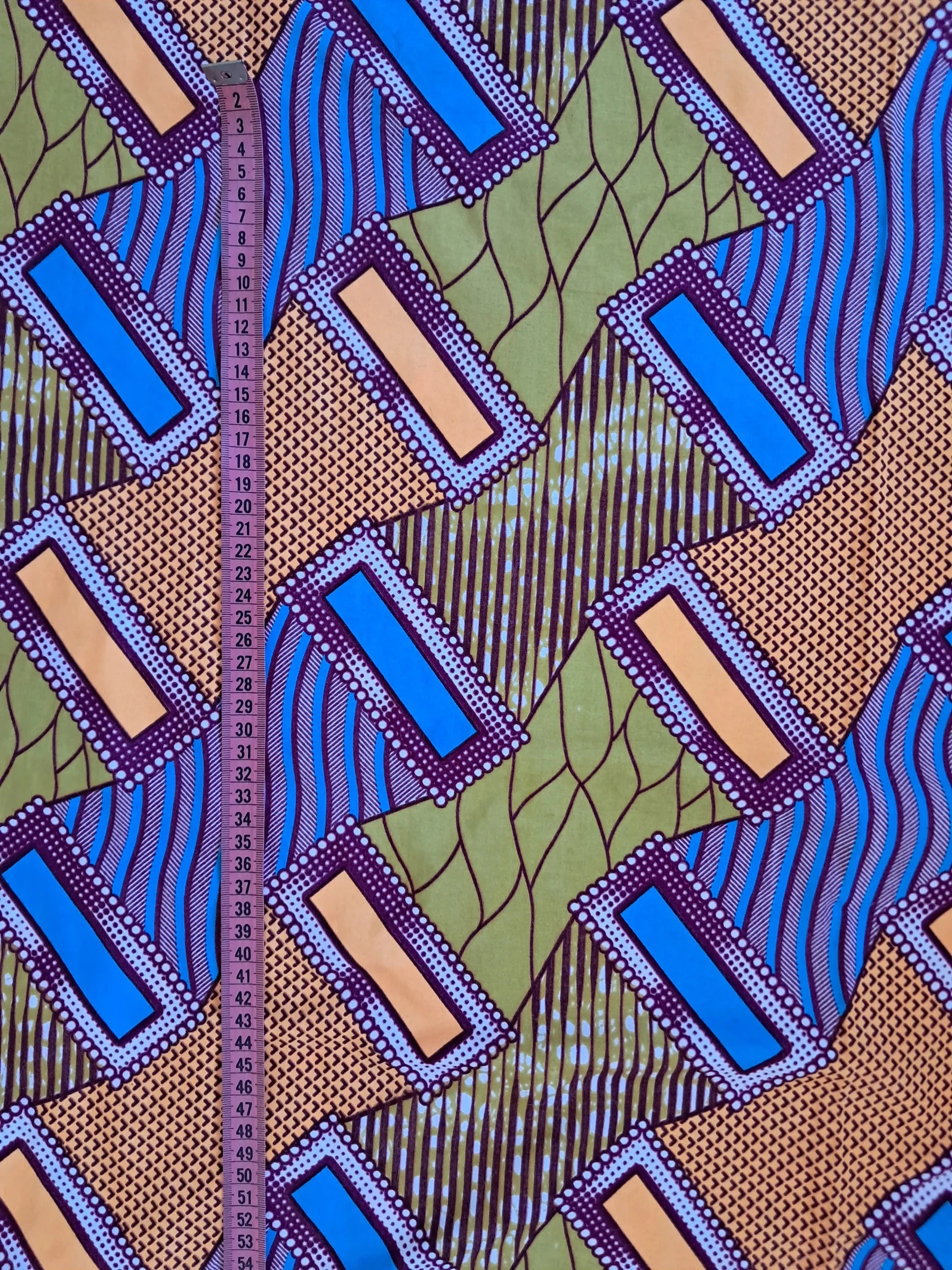 TISSU - Cera azul, laranja e branco com padrões geométricos – photo 5